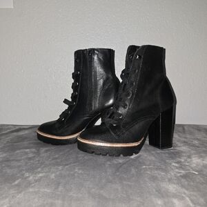 Chelsea & Violet Black Lace-Up Ankle Boots